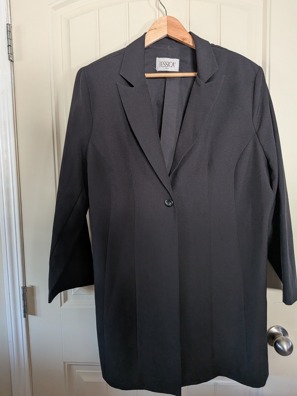 Vintage Jessica Black Single-Button Tailored Blazer - Shoulder Pads And All!